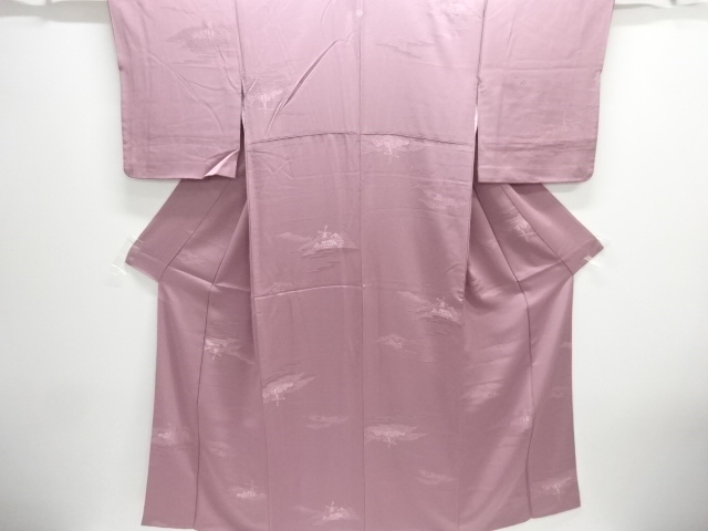 風車小屋模様織出し一ツ紋色無地着物